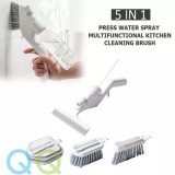 QQ Set of 5 Multifunctional Household Water Spray Cleaner Set Magic Spray Pot Brush Tile Wiper Mop Broom Window Door Gap Brush Set Cleaning Tool for Kitchen Bathroom