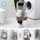 QQ Folding Hanging Laundry Basket Dirty Clothes Storage Washing Hamper Basket Collapsible Laundry with Free 2 Wall Hooks Bakul Baju Boleh Lipat Space Saving for Bathroom Living Room Kitchen